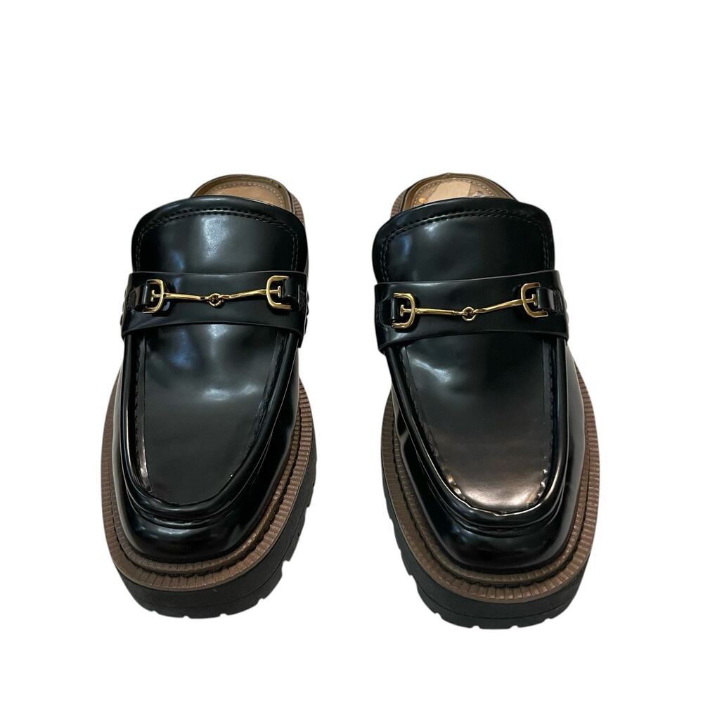 NEW Sam Edelman Lennon Loafer Mules Faux Leather Chunky Lug Sole Block Heel - Picture 2 of 7